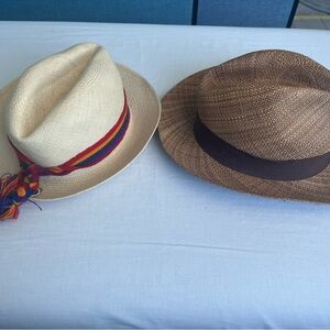 Stylish Cream and Brown Men's Fedora Hat Set